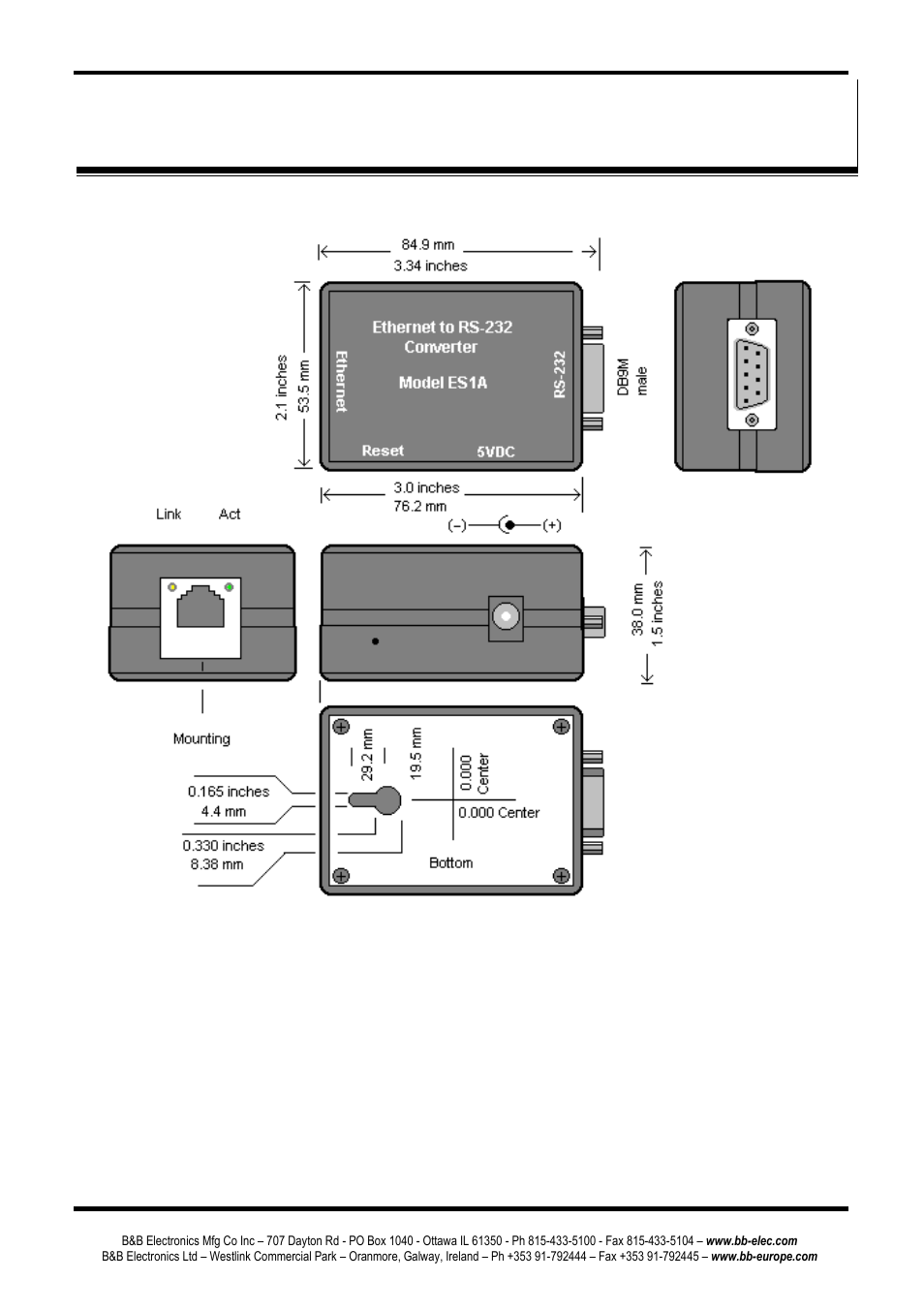 Appendix c: dimensional diagrams | B&B Electronics ES1AE - Manual User Manual | Page 44 / 46