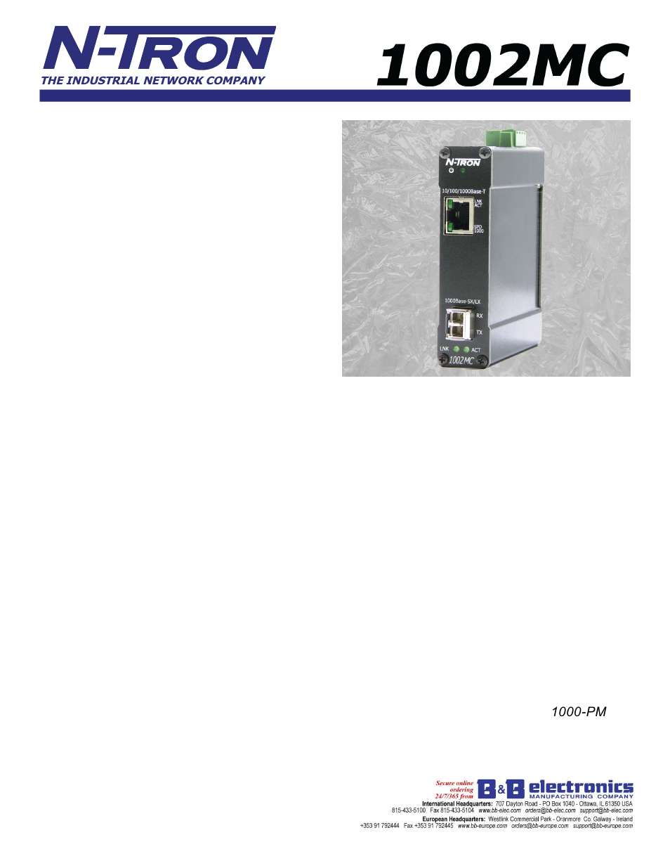 B&B Electronics 1002MC-SX - Datasheet User Manual | 3 pages