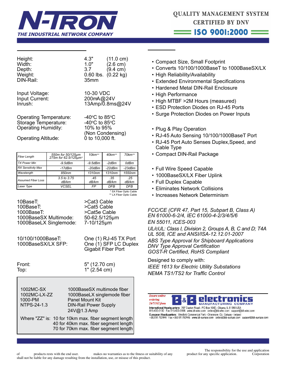 B&B Electronics 1002MC-SX - Datasheet User Manual | Page 2 / 3