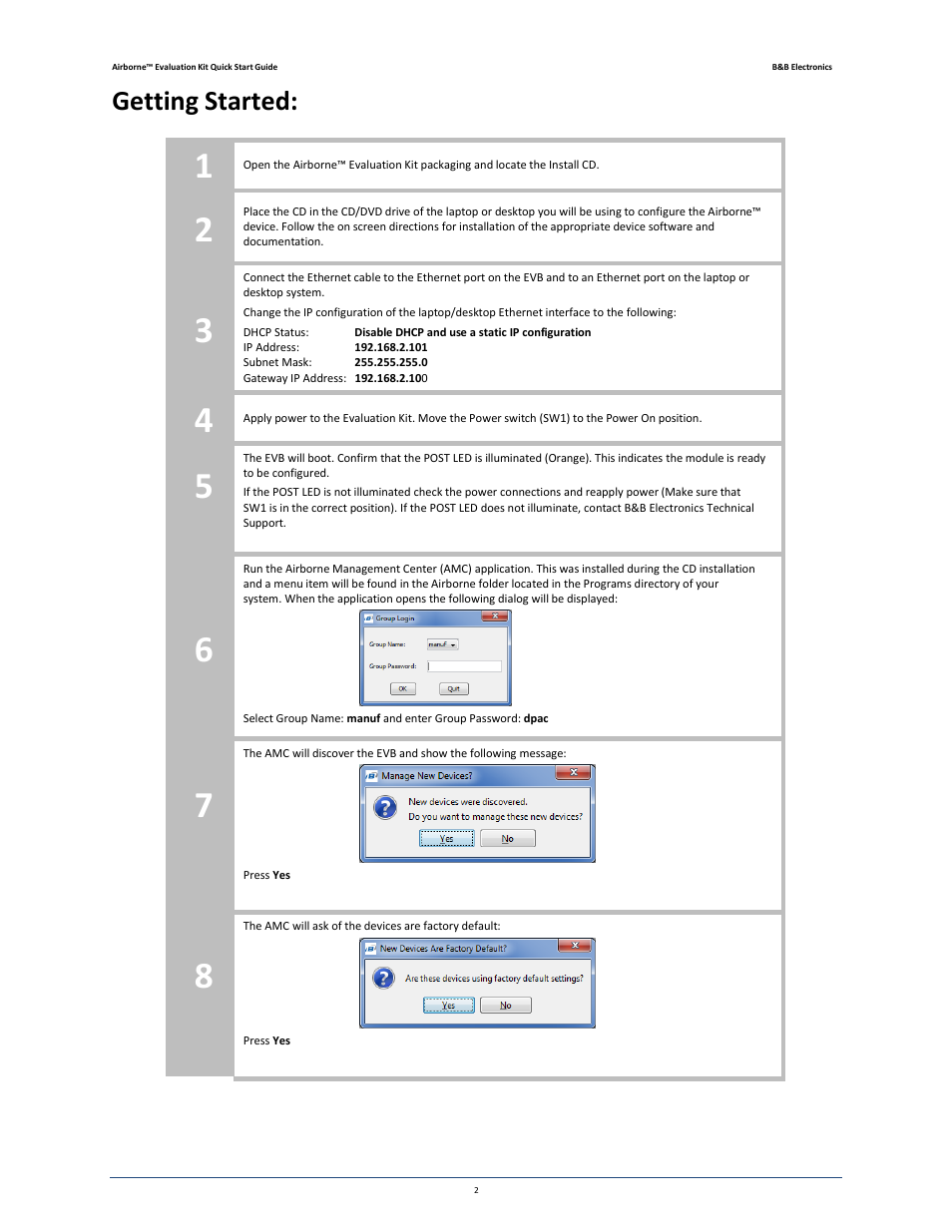 Getting started | B&B Electronics WLNN-EK-DP551 - Quick Start Guide User Manual | Page 2 / 6