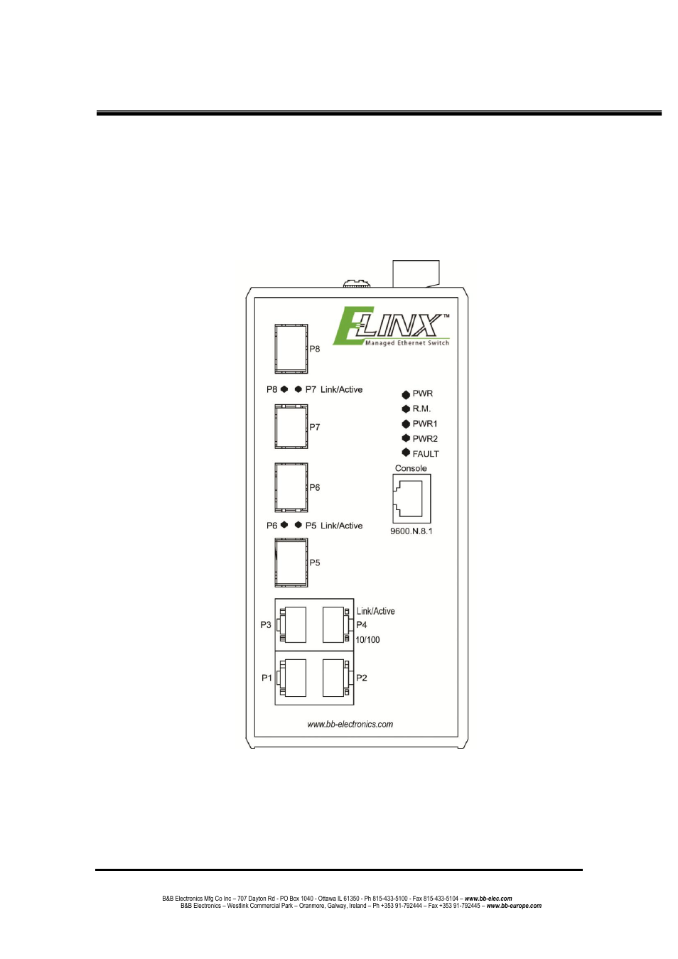 Hardware description, Dimensions (w x d x h), Front panel | B&B Electronics EIR608-4SFP - Manual User Manual | Page 13 / 105
