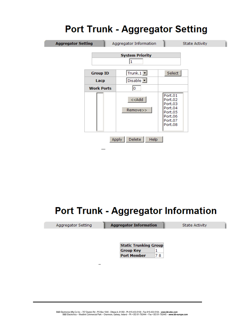 Aggregator information | B&B Electronics EIR608-4SFP - Manual User Manual | Page 71 / 105