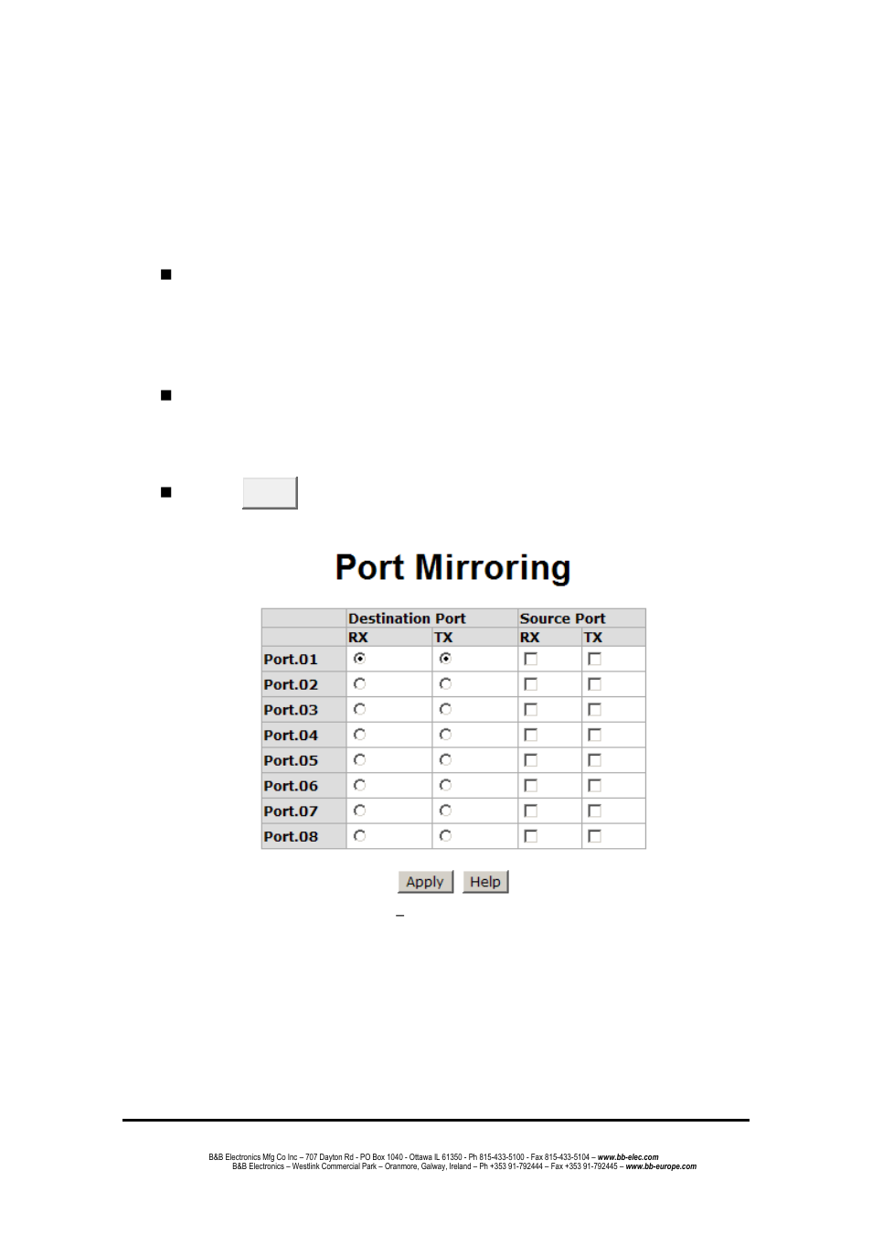 Port mirroring | B&B Electronics EIR608-4SFP - Manual User Manual | Page 73 / 105