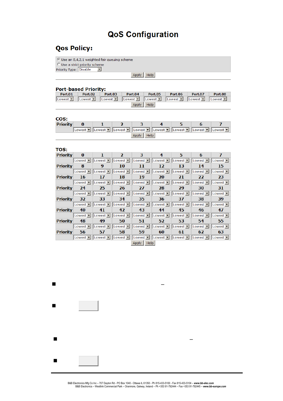 Port base priority, Cos configuration | B&B Electronics EIR608-4SFP - Manual User Manual | Page 90 / 105