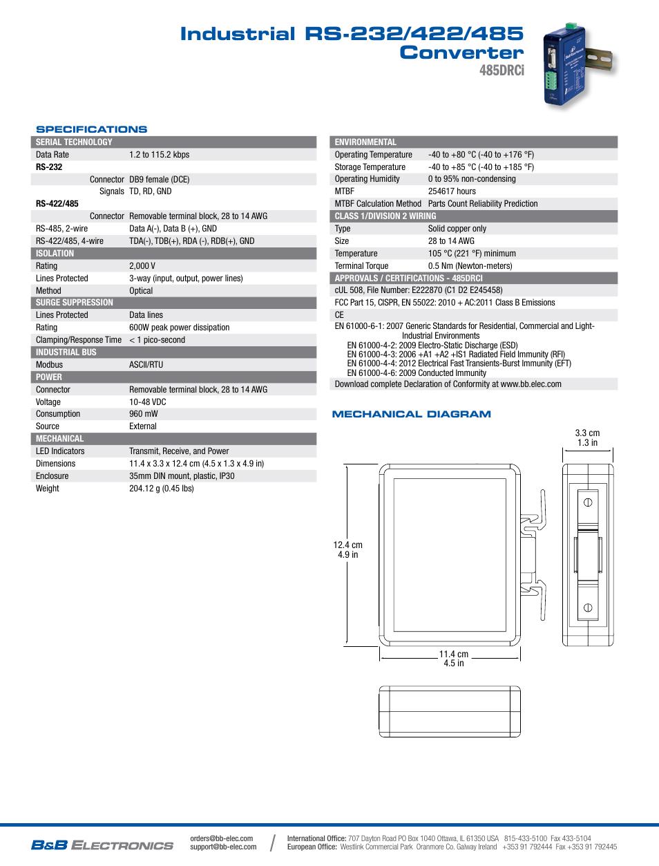 485drci | B&B Electronics 485DRCI - Datasheet User Manual | Page 2 / 2