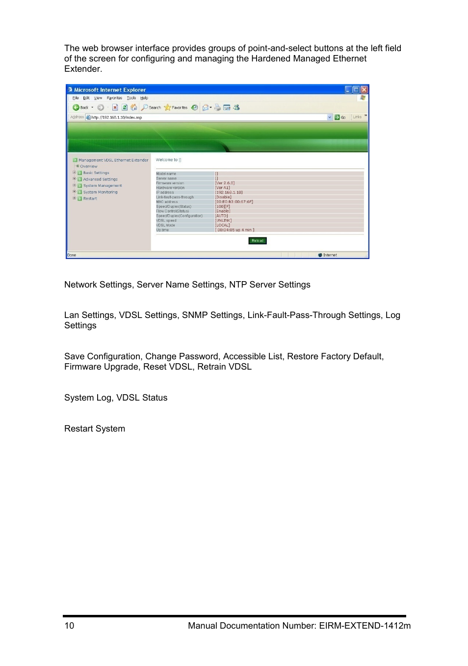 Understanding the browser interface, Nderstanding the, Rowser | Nterface | B&B Electronics EIRM-EXTEND - Manual User Manual | Page 16 / 46