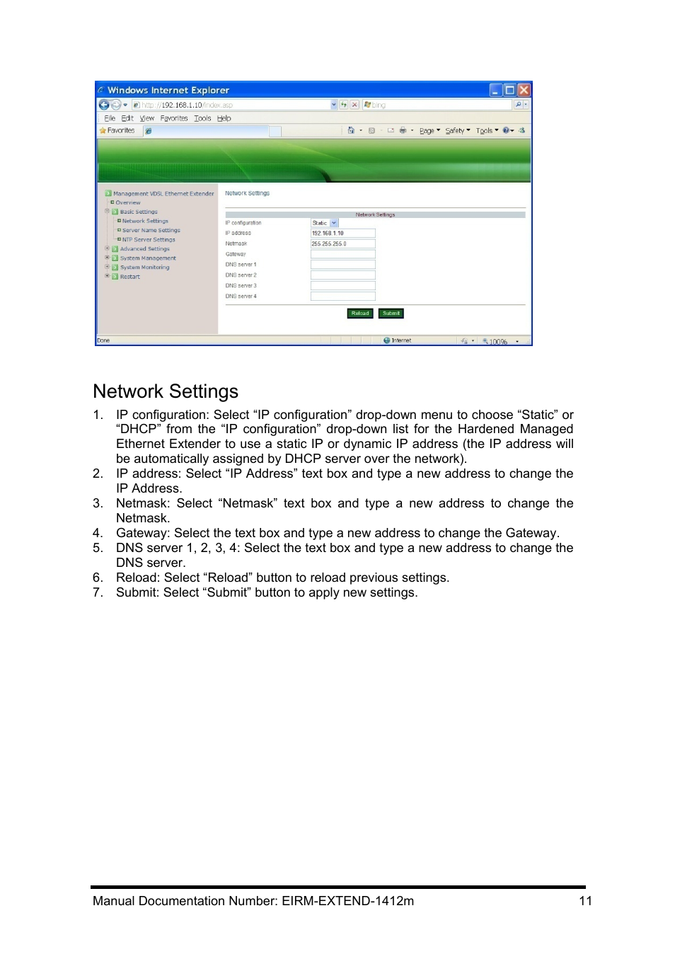 Basic settings, Network settings, Asic | Ettings | B&B Electronics EIRM-EXTEND - Manual User Manual | Page 17 / 46