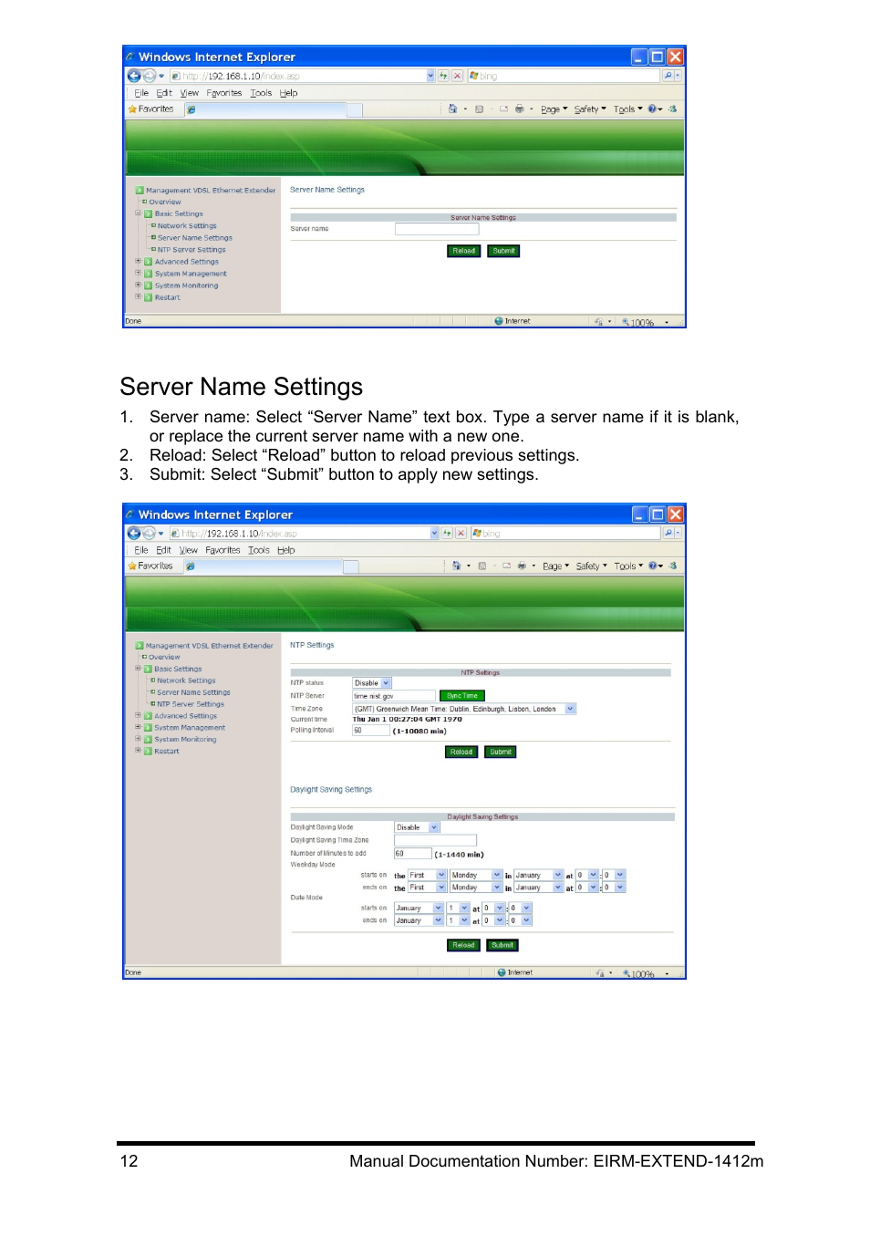 Server name settings | B&B Electronics EIRM-EXTEND - Manual User Manual | Page 18 / 46