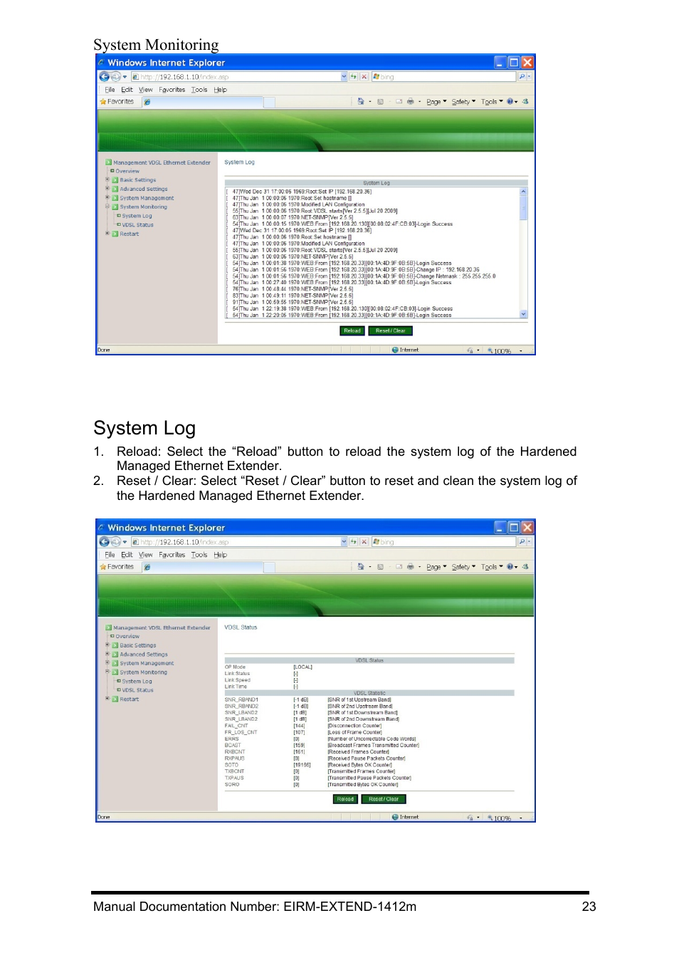 System log | B&B Electronics EIRM-EXTEND - Manual User Manual | Page 29 / 46