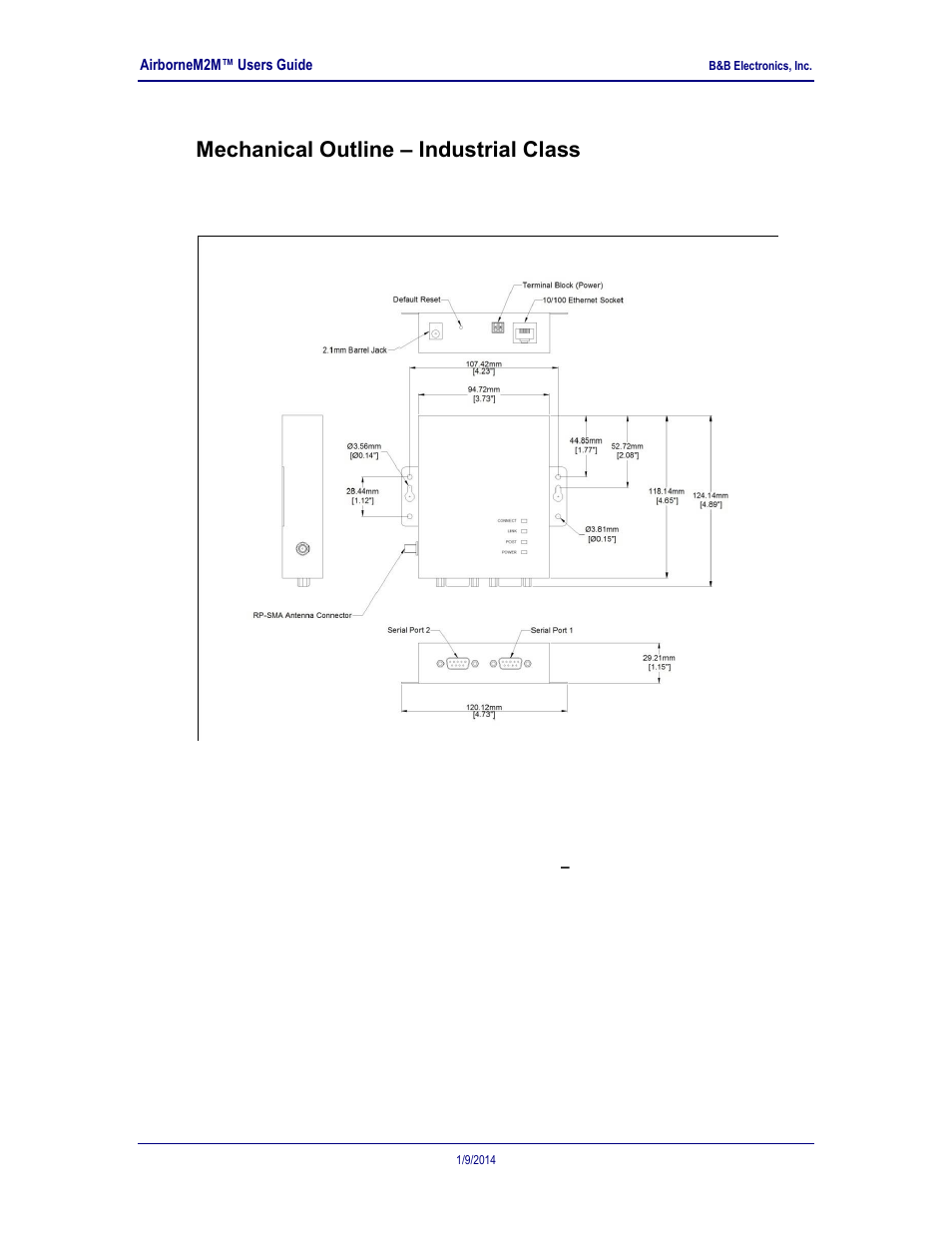 Mechanical outline, Industrial class, 0 mechanical outline – industrial class | B&B Electronics APXN-Q5428 - User Manual User Manual | Page 21 / 105