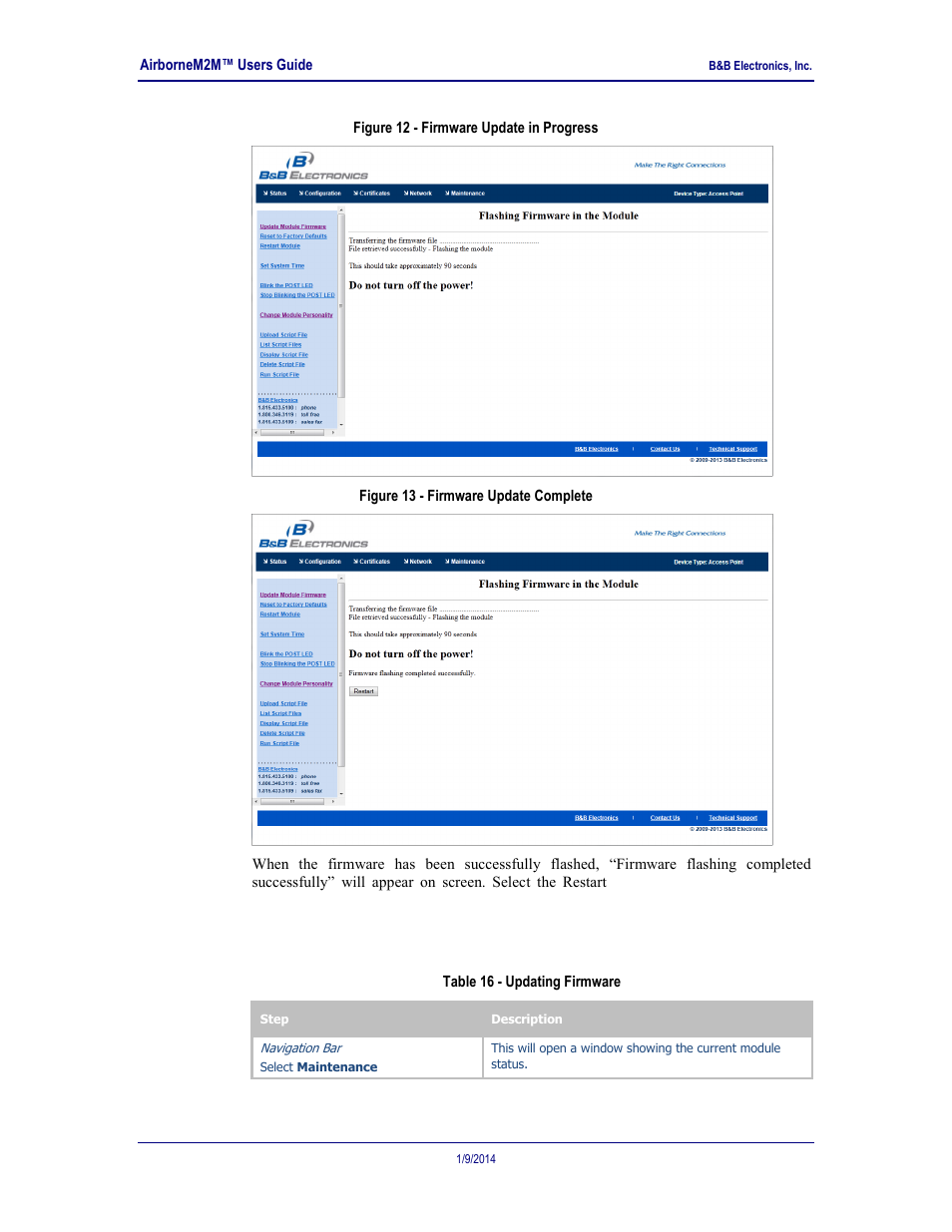 Figure 12 - firmware update in progress, Figure 13 - firmware update complete, Table 16 - updating firmware | B&B Electronics APXN-Q5428 - User Manual User Manual | Page 35 / 105