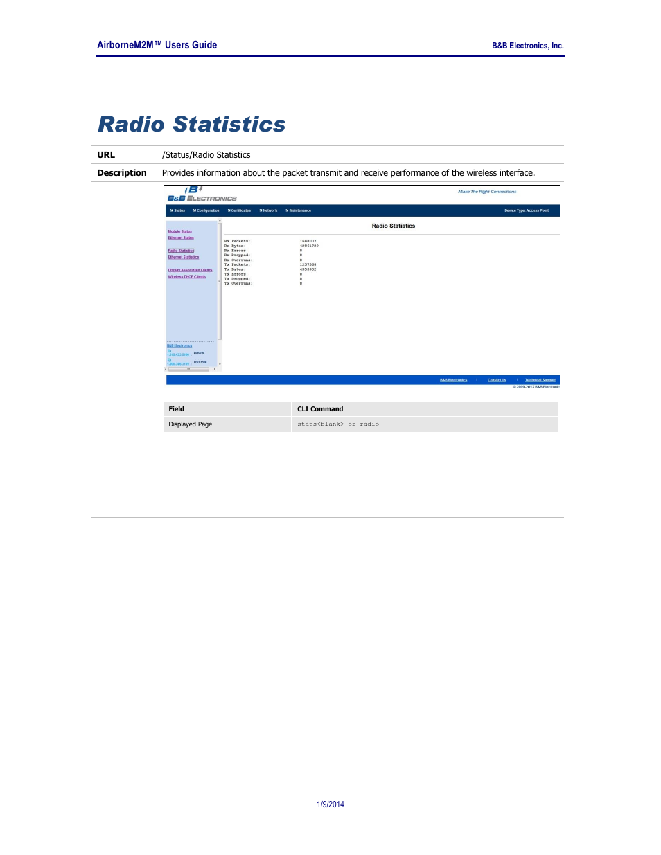 Radio statistics | B&B Electronics APXN-Q5428 - User Manual User Manual | Page 55 / 105