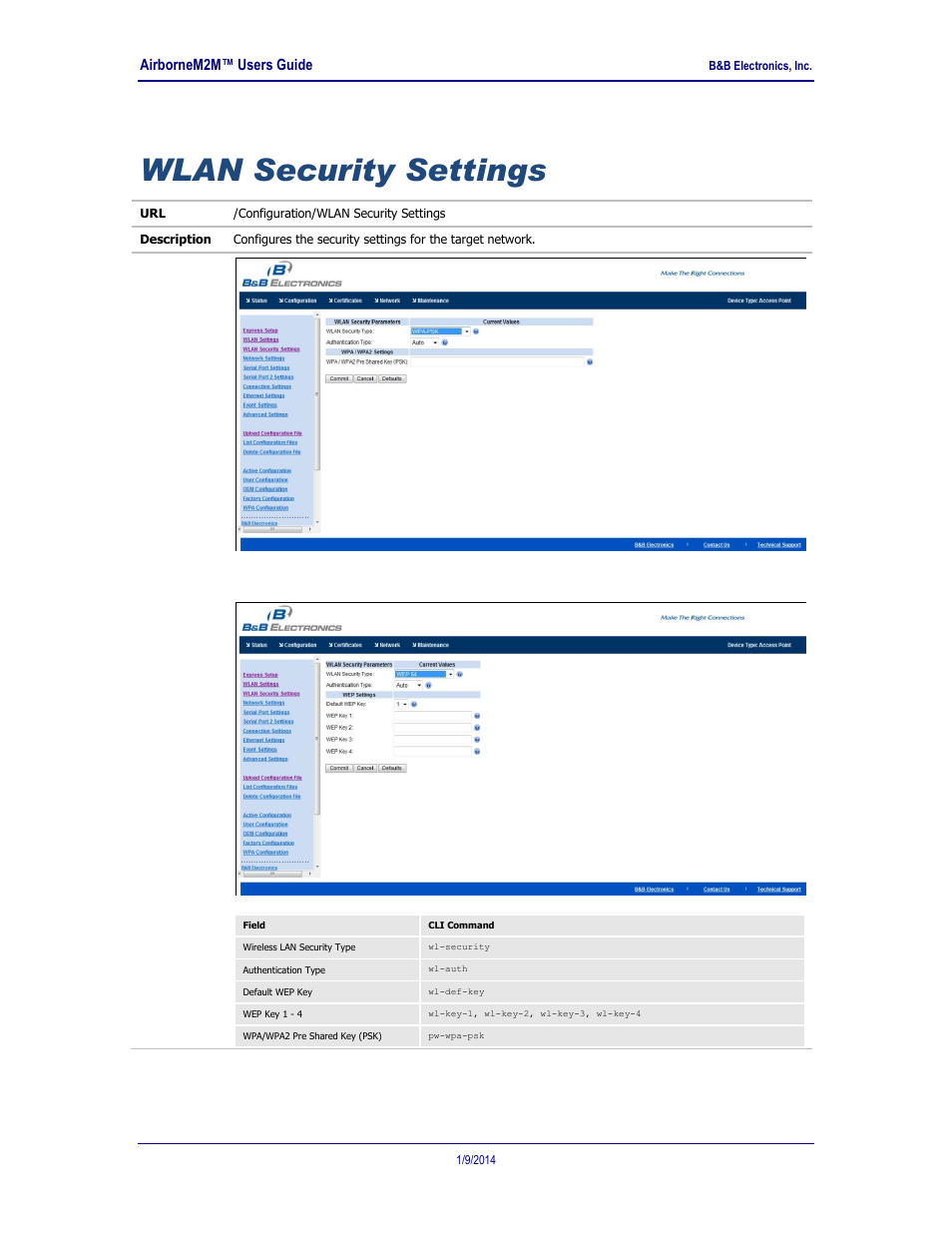 Wlan security settings | B&B Electronics APXN-Q5428 - User Manual User Manual | Page 61 / 105