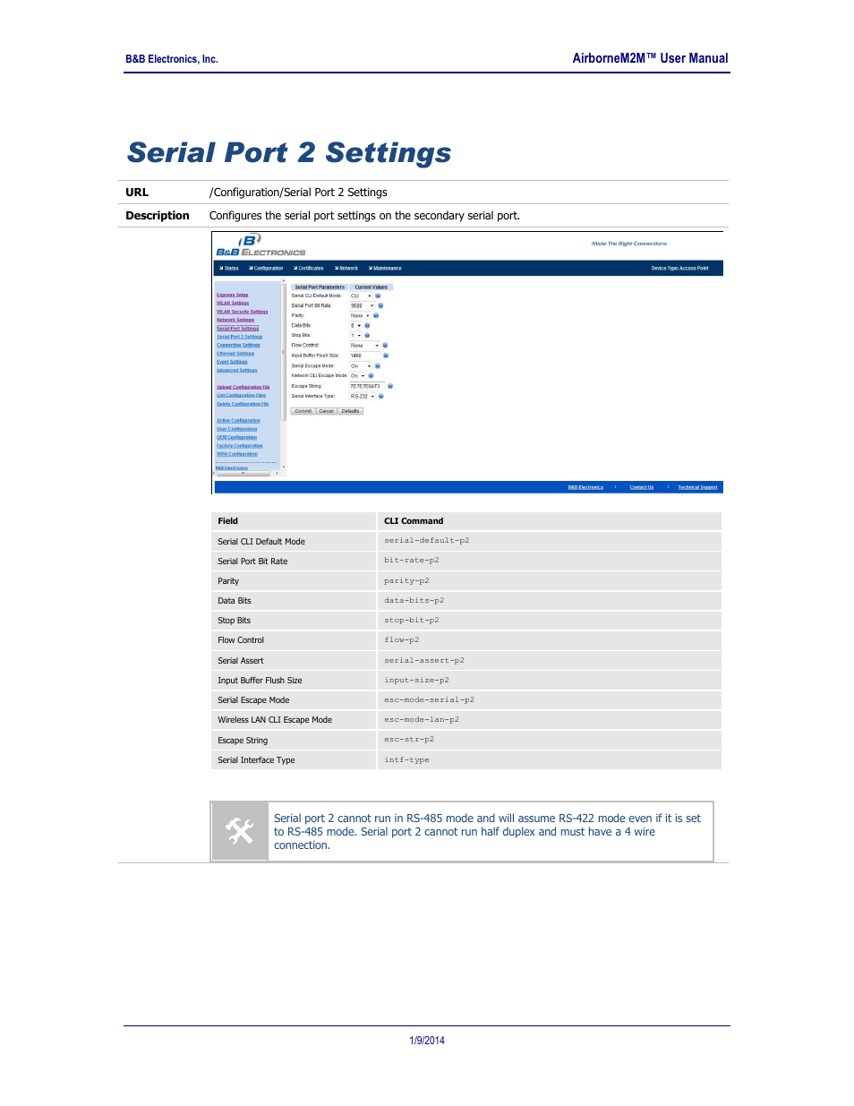 Serial port 2 settings | B&B Electronics APXN-Q5428 - User Manual User Manual | Page 64 / 105