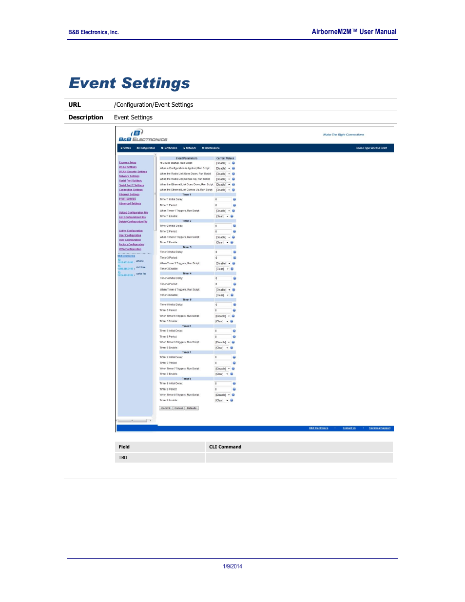 Event settings | B&B Electronics APXN-Q5428 - User Manual User Manual | Page 68 / 105