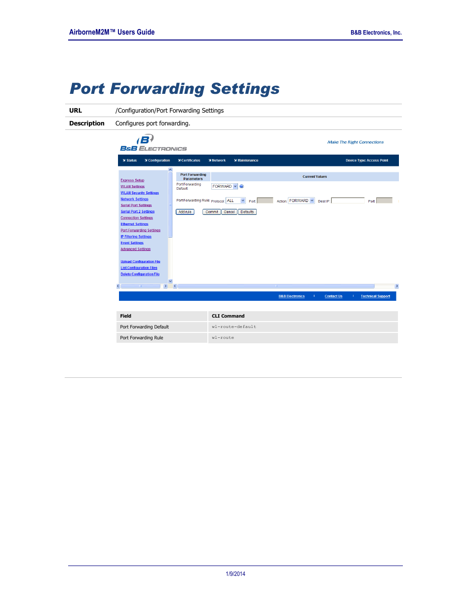 Port forwarding settings | B&B Electronics APXN-Q5428 - User Manual User Manual | Page 69 / 105