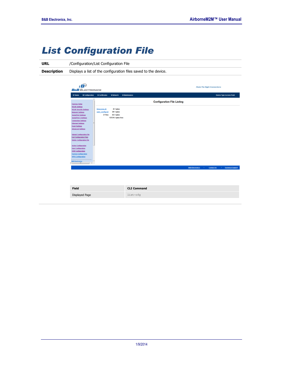 List configuration file | B&B Electronics APXN-Q5428 - User Manual User Manual | Page 76 / 105