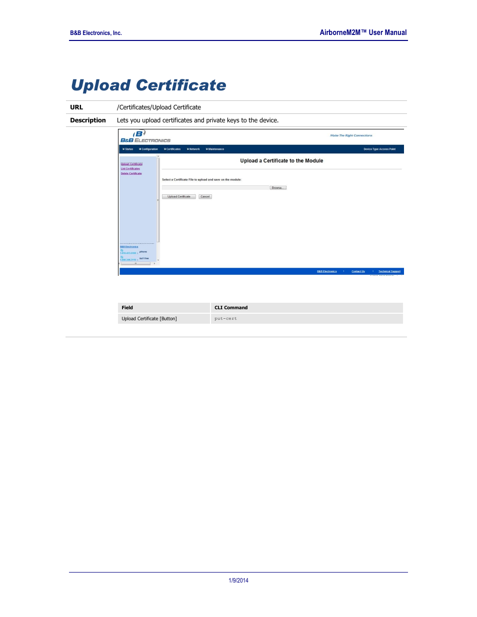 Upload certificate | B&B Electronics APXN-Q5428 - User Manual User Manual | Page 84 / 105