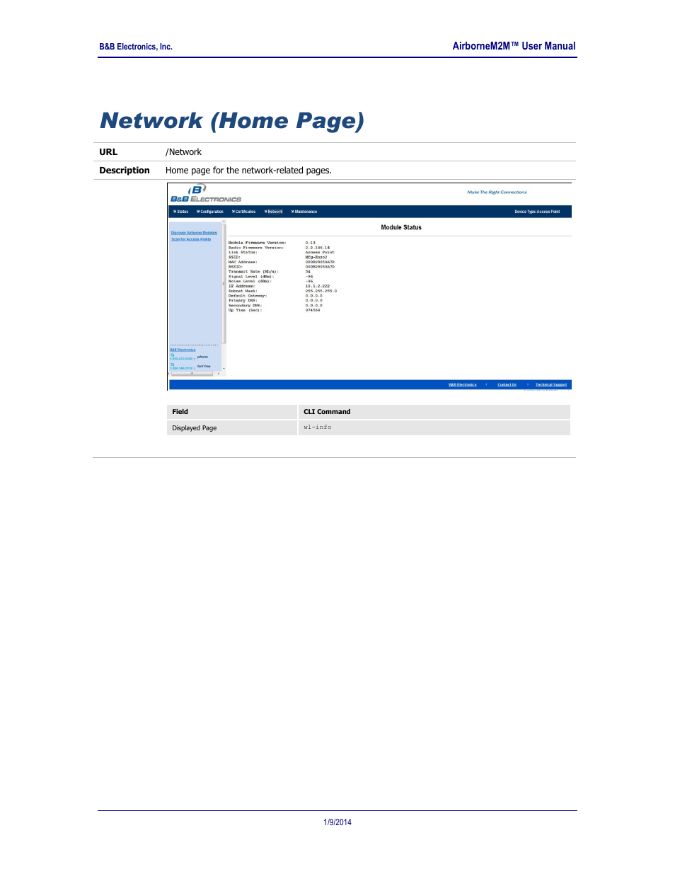 Network (home page) | B&B Electronics APXN-Q5428 - User Manual User Manual | Page 86 / 105