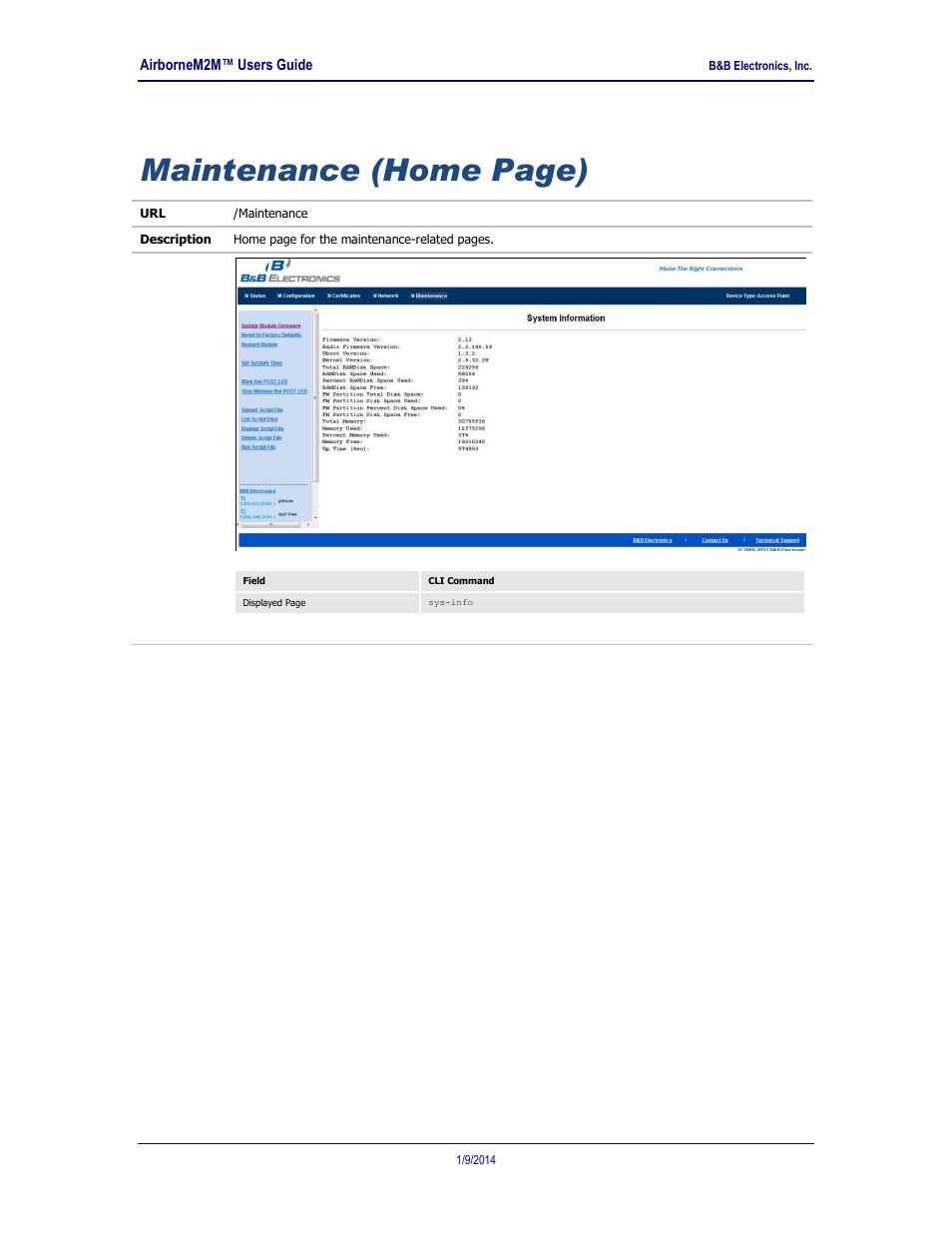 Maintenance (home page) | B&B Electronics APXN-Q5428 - User Manual User Manual | Page 89 / 105