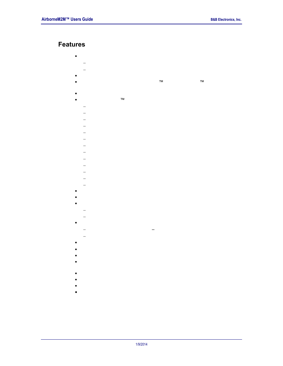 Features, 0 features | B&B Electronics APXN-Q5428 - User Manual User Manual | Page 9 / 105