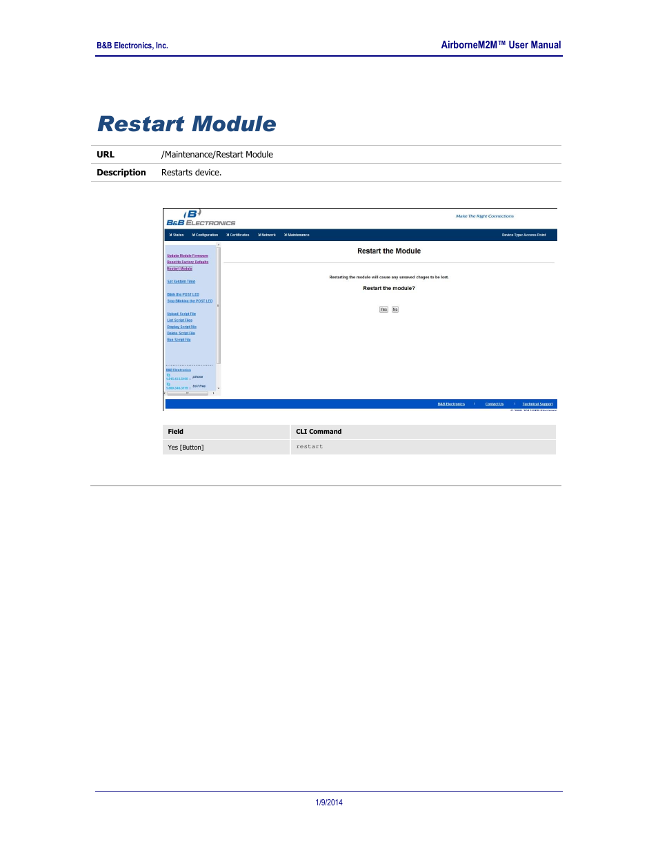 Restart module | B&B Electronics APXN-Q5428 - User Manual User Manual | Page 92 / 105