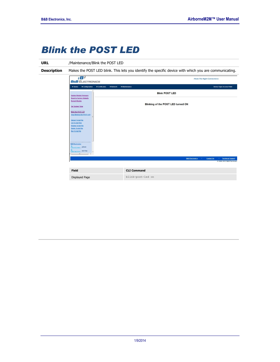 Blink the post led | B&B Electronics APXN-Q5428 - User Manual User Manual | Page 94 / 105