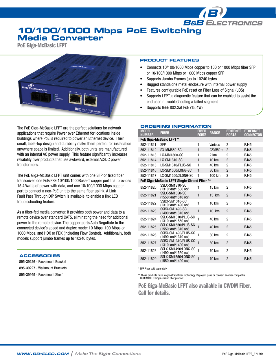 B&B Electronics 852-11814--29 - Datasheet User Manual | 2 pages