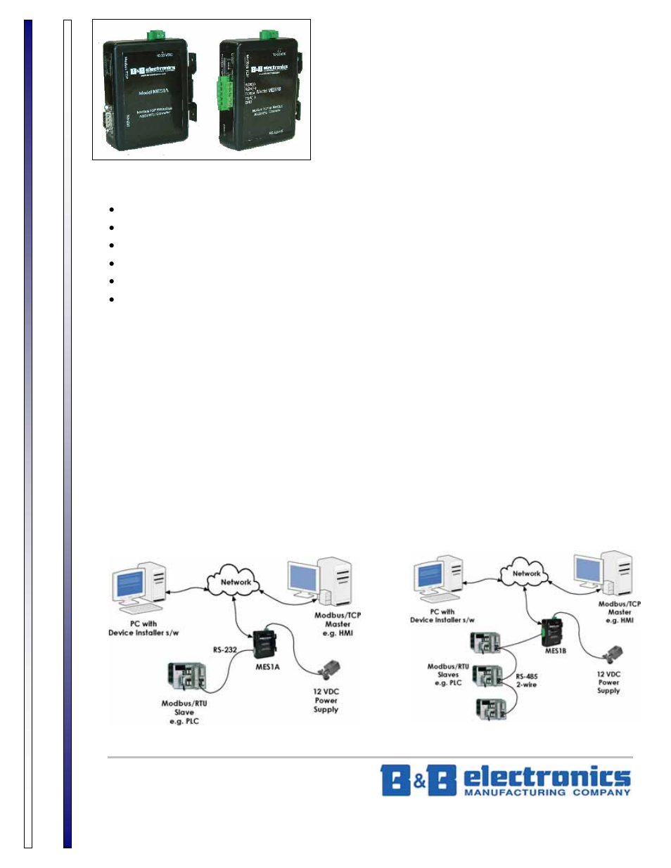 B&B Electronics MES1A_B - Datasheet User Manual | 4 pages