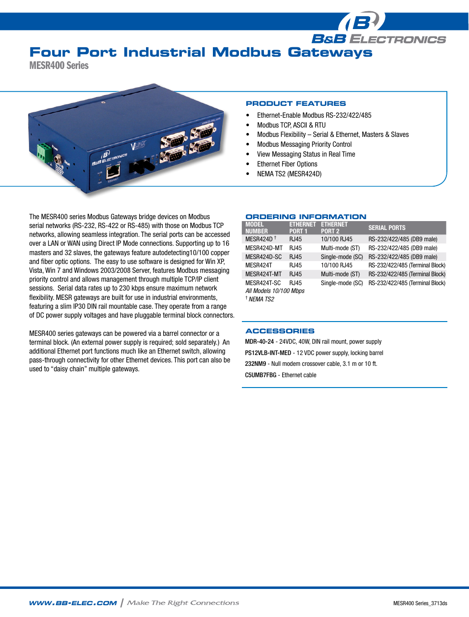 B&B Electronics MESR424T_D-MT_D-SC - Datasheet User Manual | 2 pages