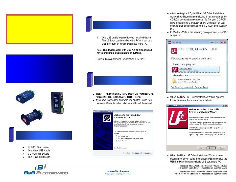 B&B Electronics USO9ML2-LS - Quick Start Guide User Manual | 2 pages