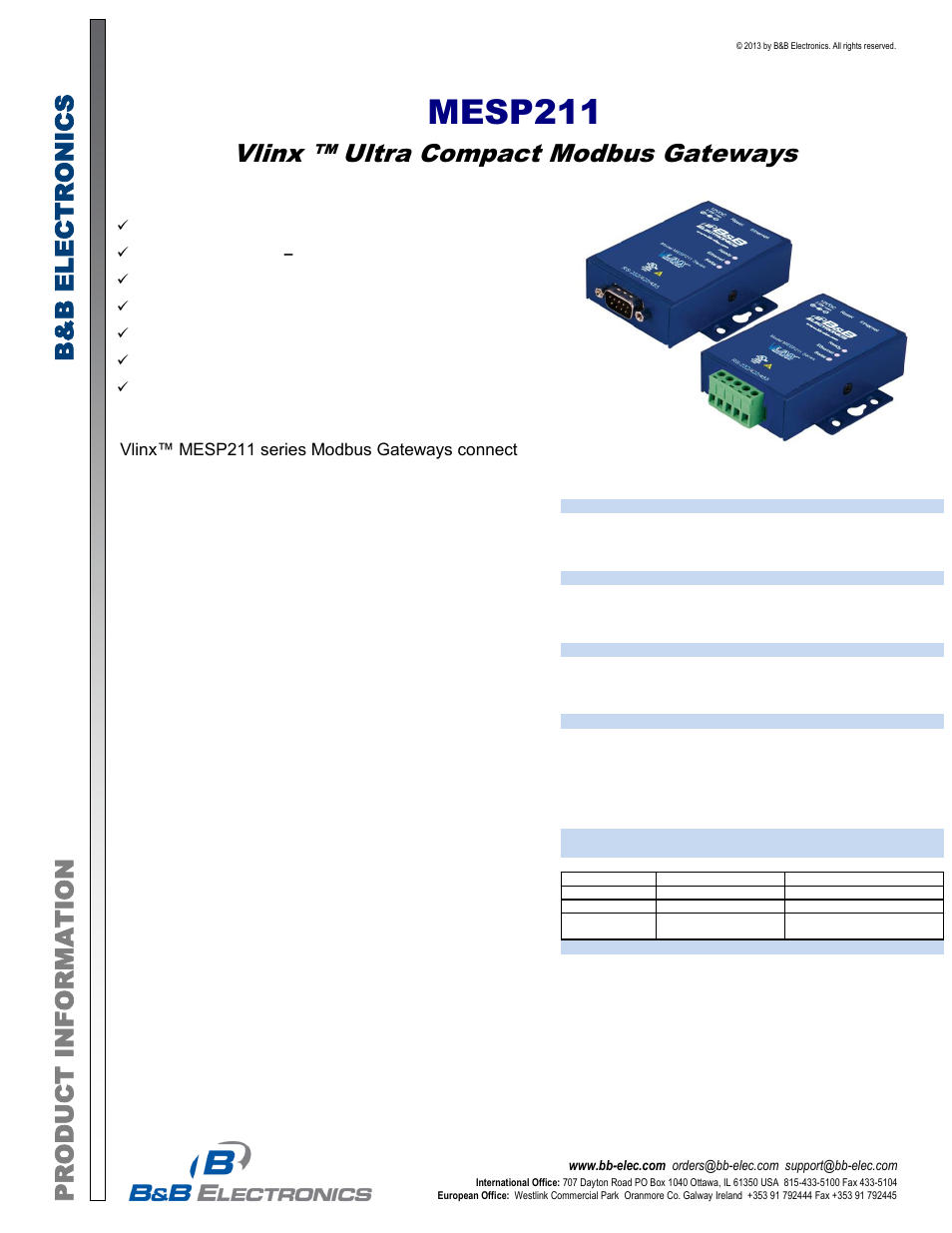 B&B Electronics MESP211D_T - Datasheet User Manual | 4 pages