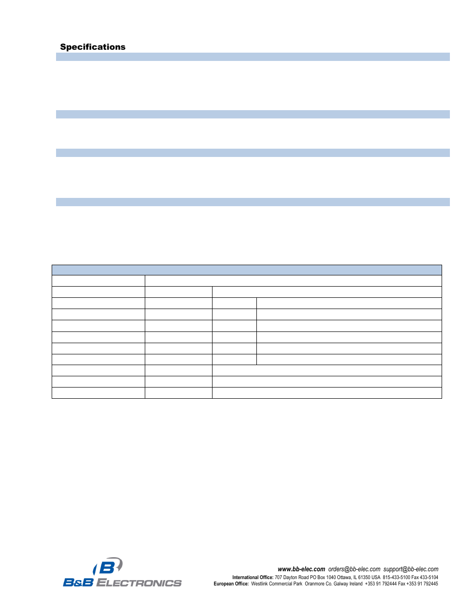 Specifications | B&B Electronics MESP211D_T - Datasheet User Manual | Page 2 / 4