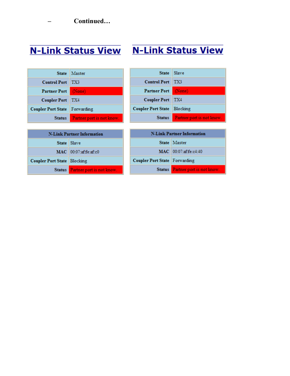N-link – status, continued | B&B Electronics 7506GX2-SX - Manual User Manual | Page 101 / 158