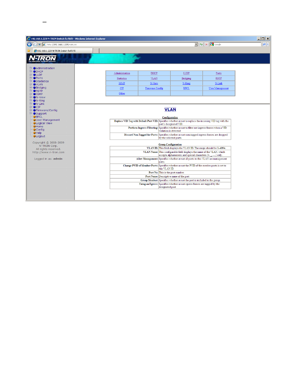 Help – vlan | B&B Electronics 7506GX2-SX - Manual User Manual | Page 120 / 158