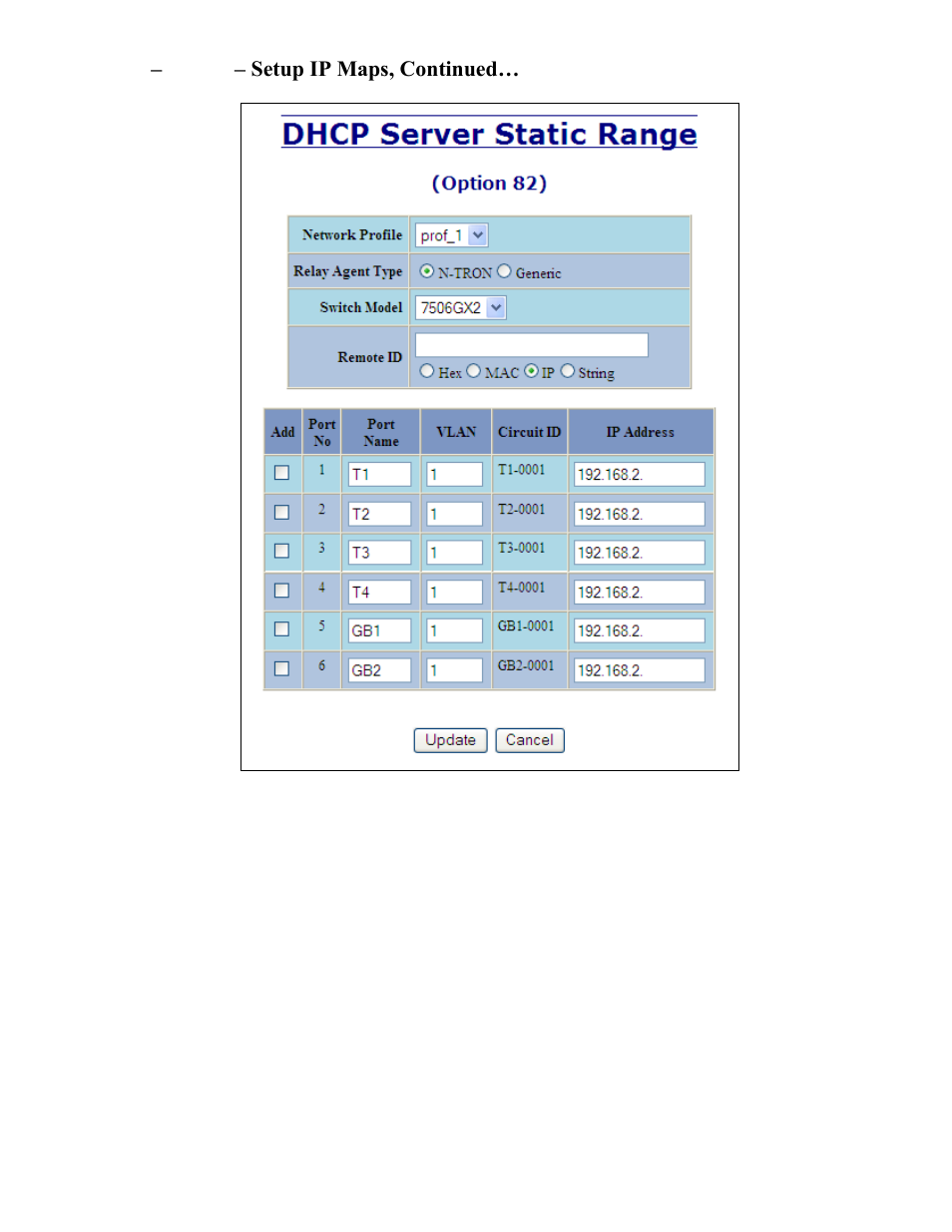 Dhcp – server – setup ip maps, continued | B&B Electronics 7506GX2-SX - Manual User Manual | Page 39 / 158