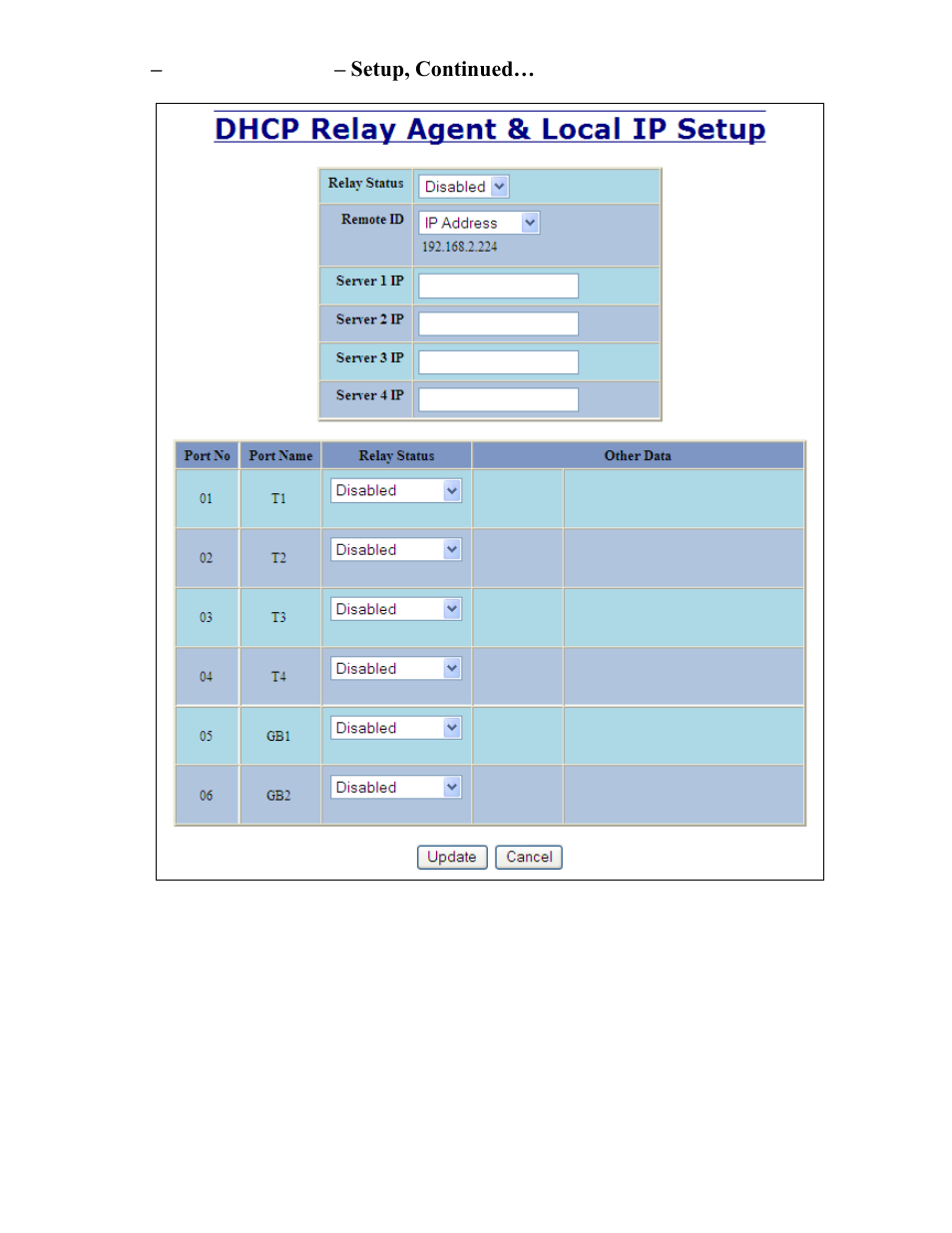 Dhcp – relay & local ip – setup, continued | B&B Electronics 7506GX2-SX - Manual User Manual | Page 45 / 158