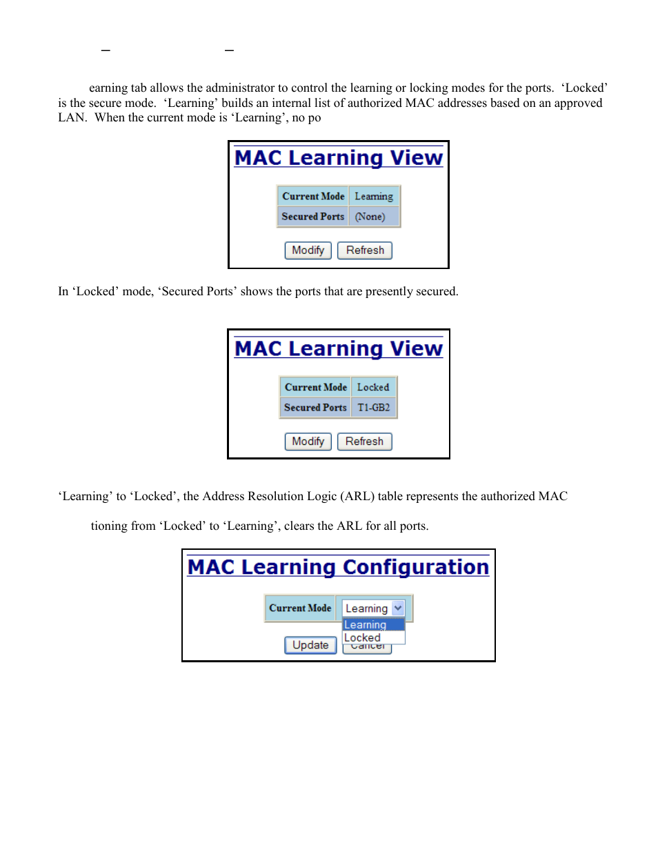 Ports – mac security – learning | B&B Electronics 7506GX2-SX - Manual User Manual | Page 52 / 158