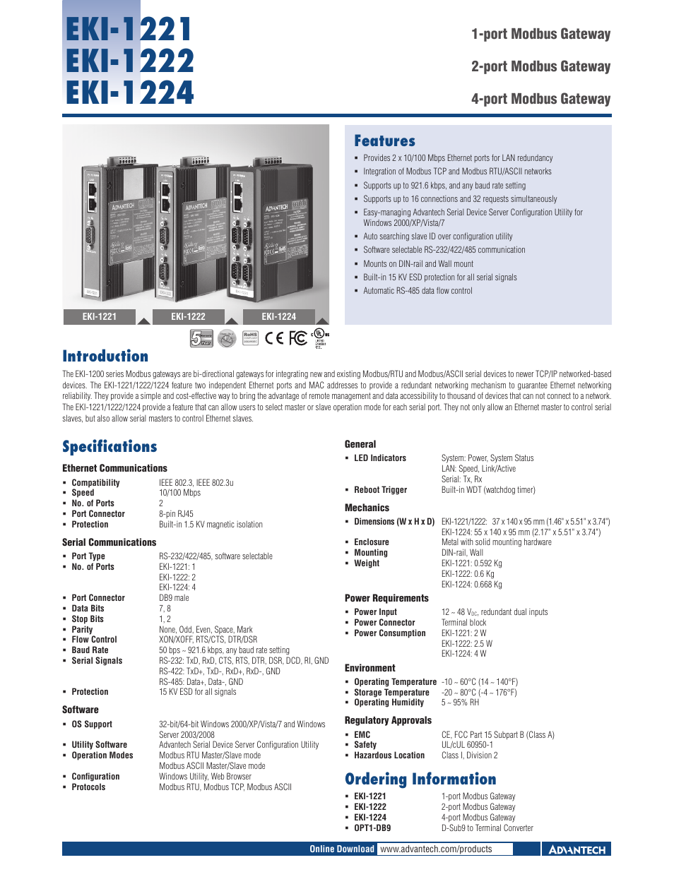 B&B Electronics EKI-1222 - Datasheet User Manual | 1 page