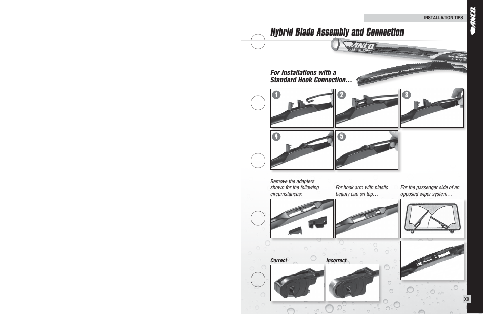 Hybrid blade assembly and connection, For installations with a standard hook connection | Anco G85545 User Manual | Page 2 / 3
