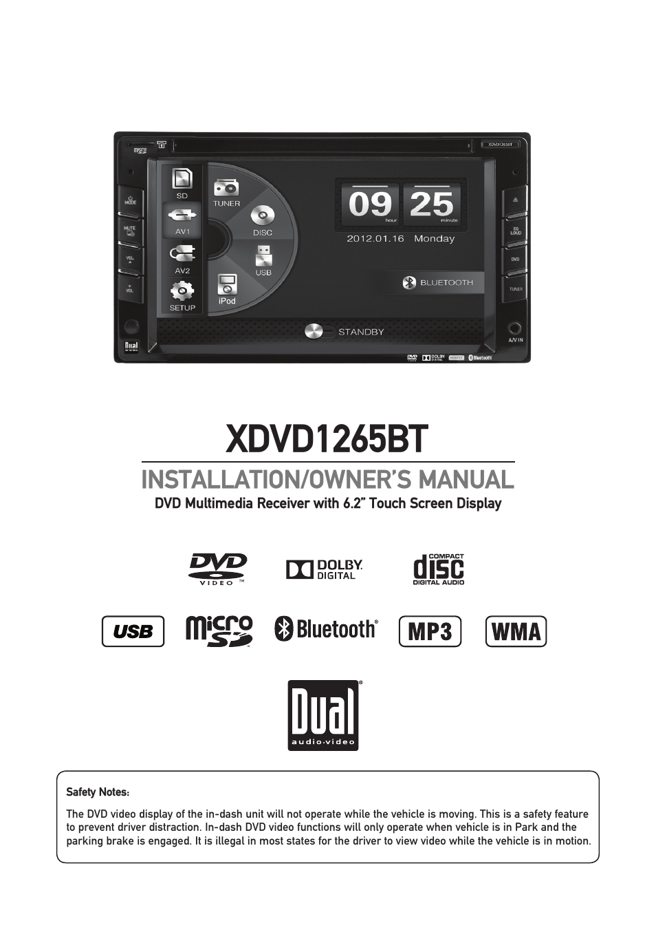 Dual Electronics XDVD1265BT User Manual | 36 pages