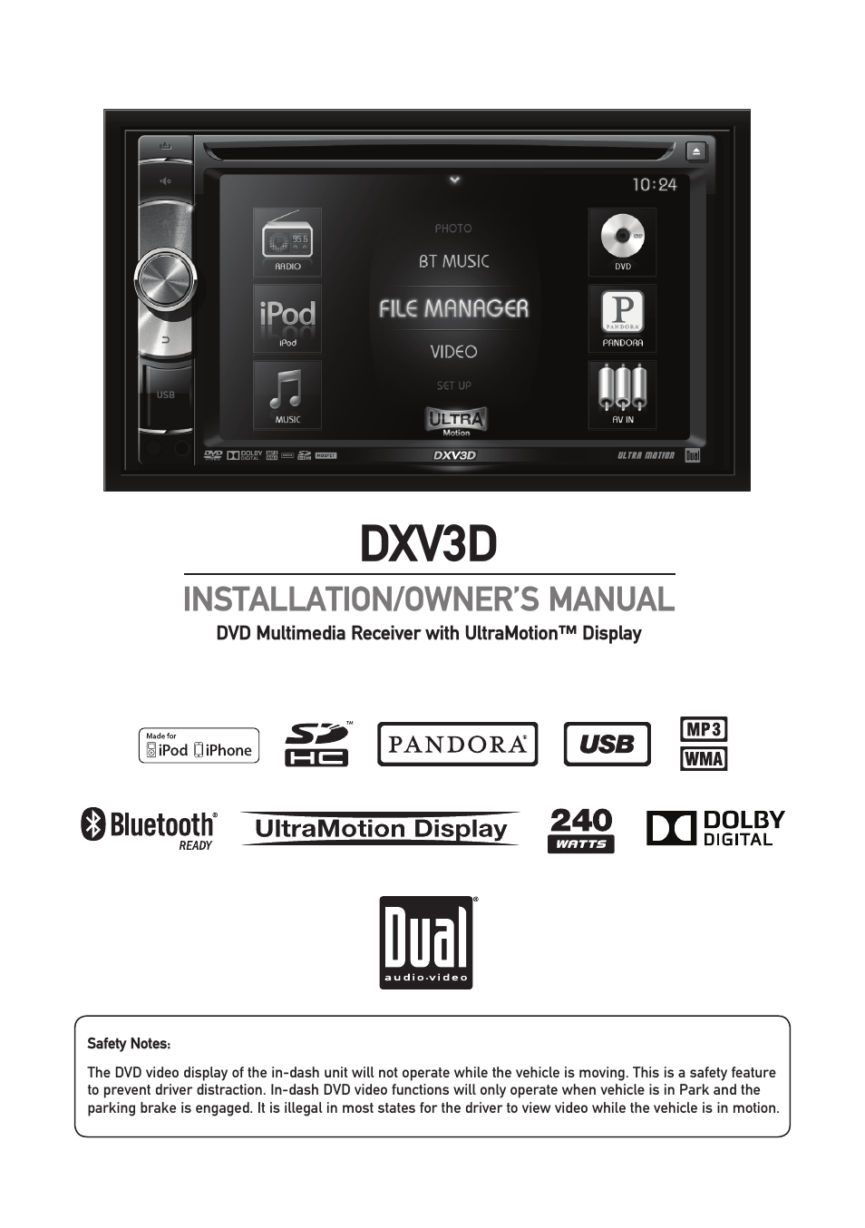 Dual Electronics DXV3D User Manual | 36 pages