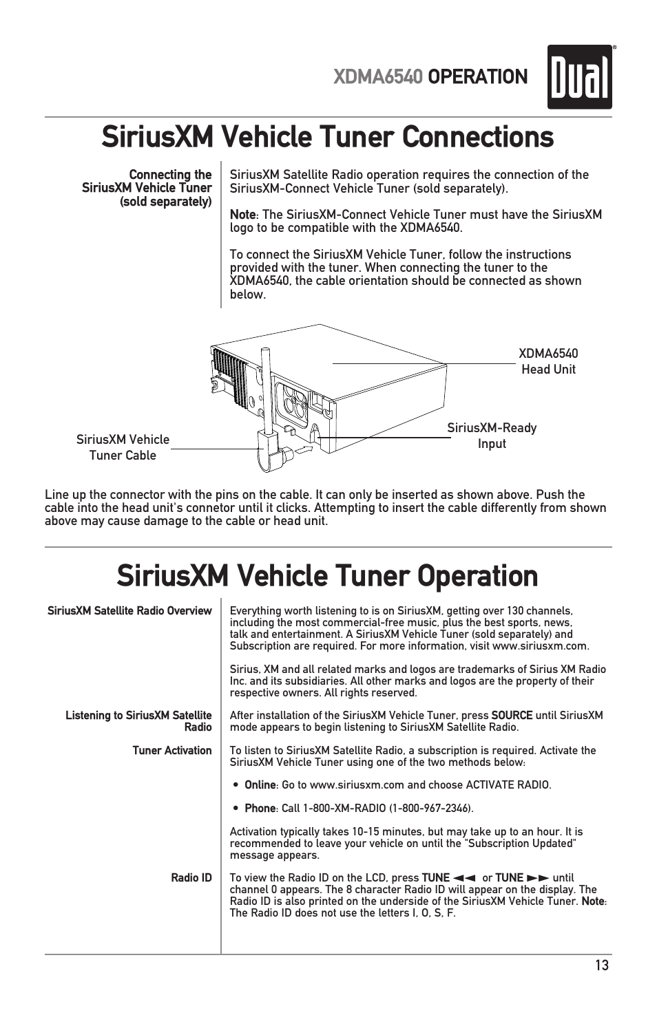 Xdma6540 operation | Dual Electronics XDMA6540 User Manual | Page 13 / 36