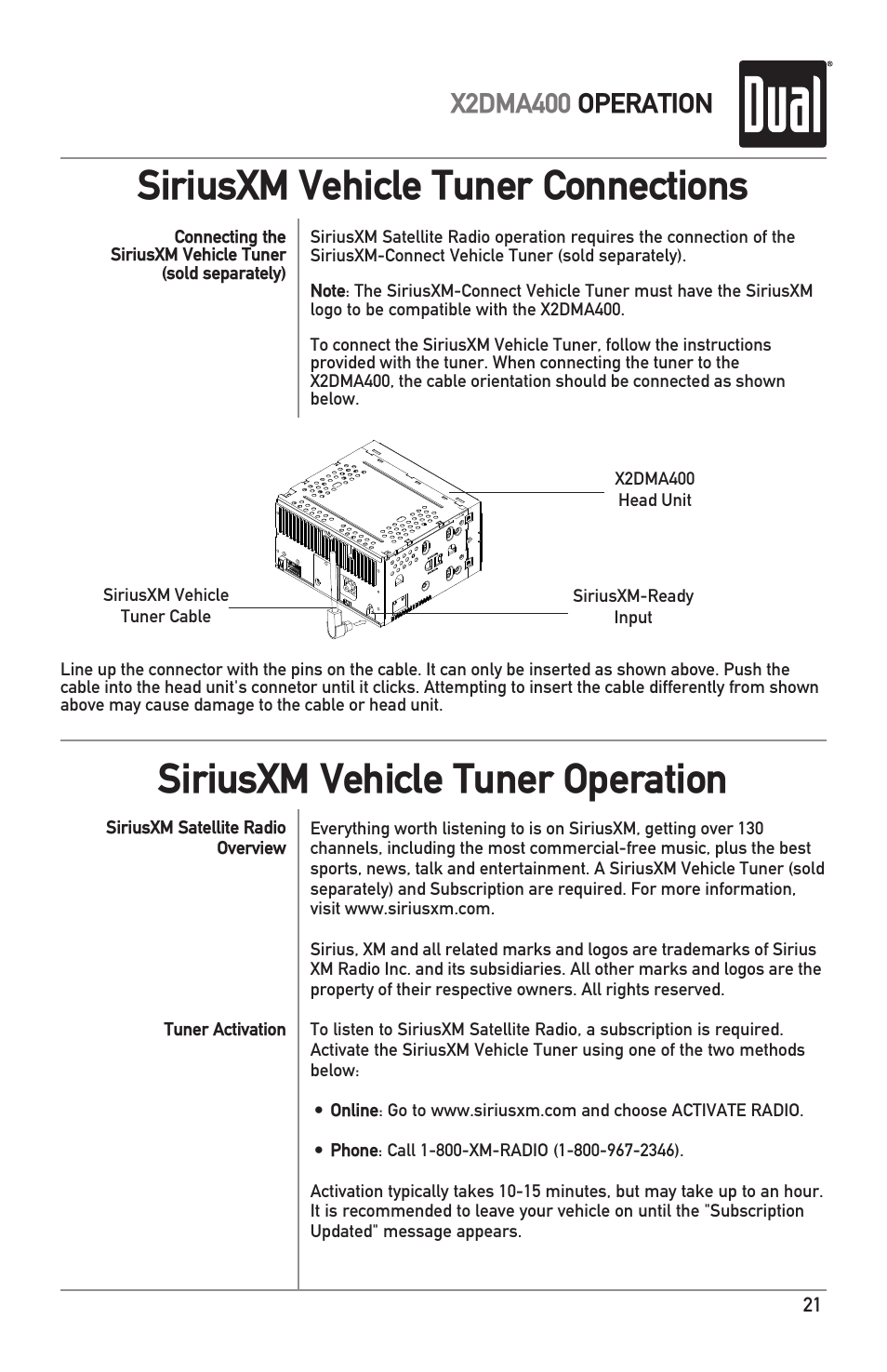 X2dma400 operation | Dual Electronics X2DMA400 User Manual | Page 21 / 32