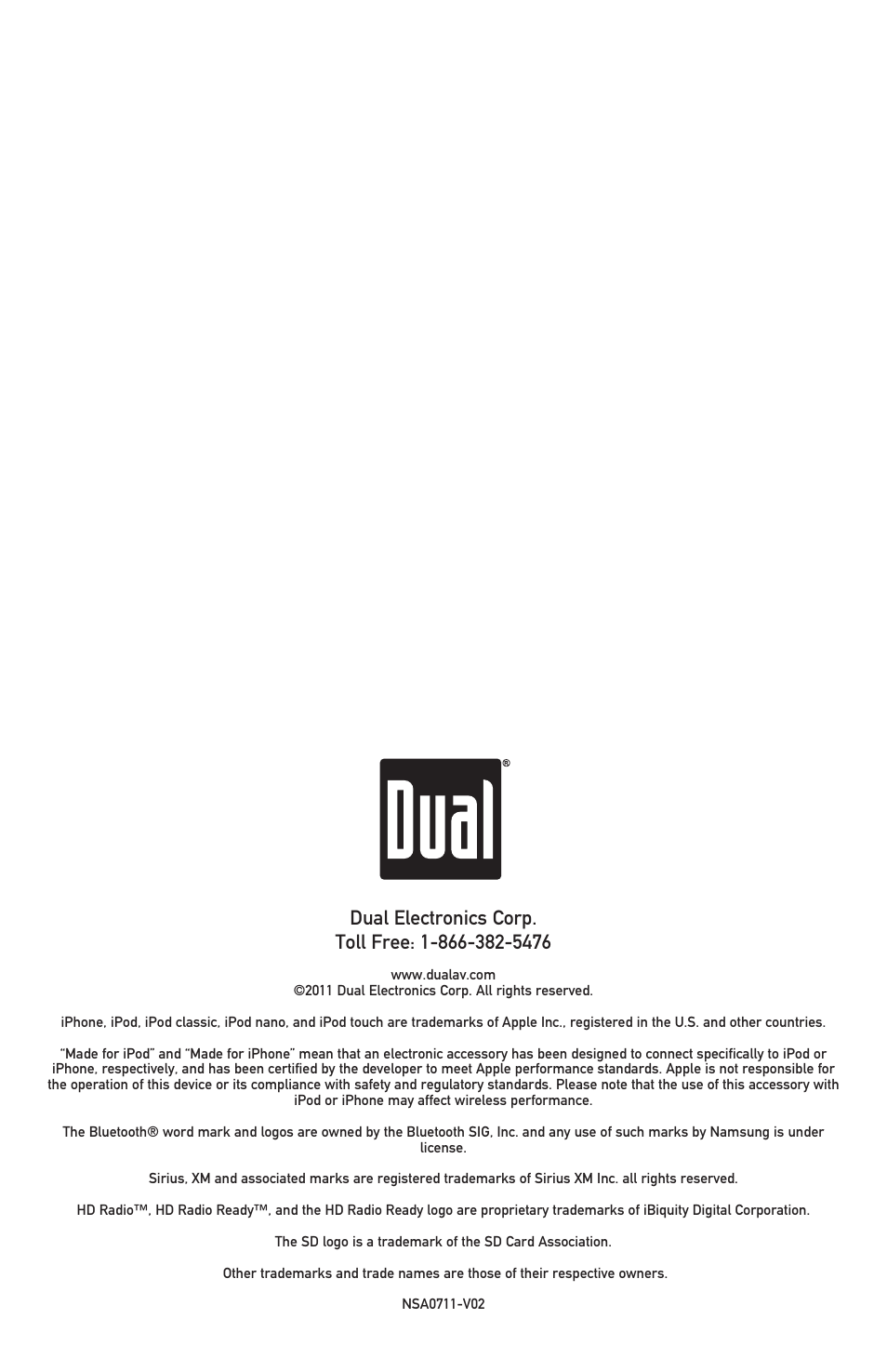 Dual Electronics XDMAR6720 User Manual | Page 36 / 36