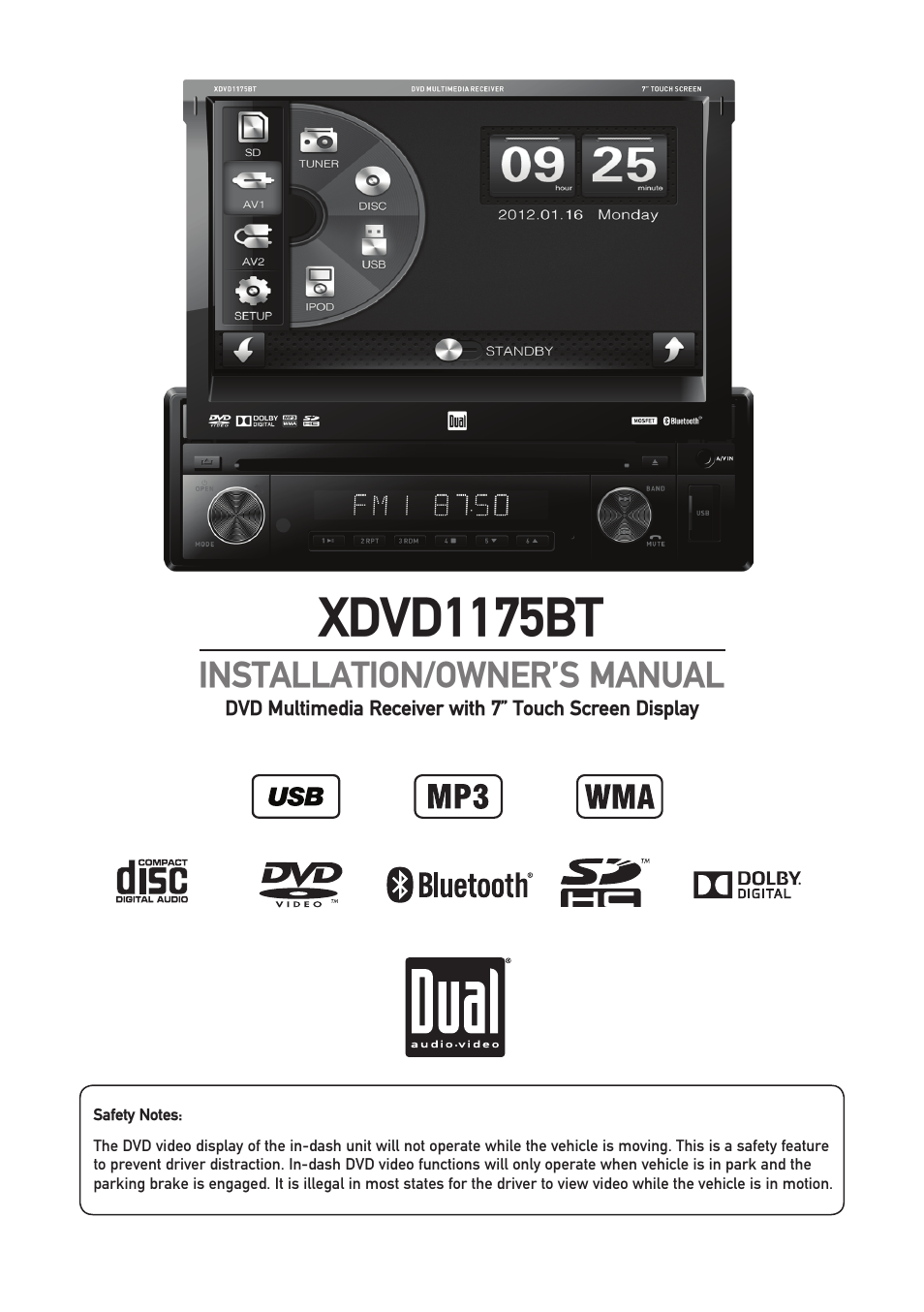 Dual Electronics XDVD1175BT User Manual | 36 pages