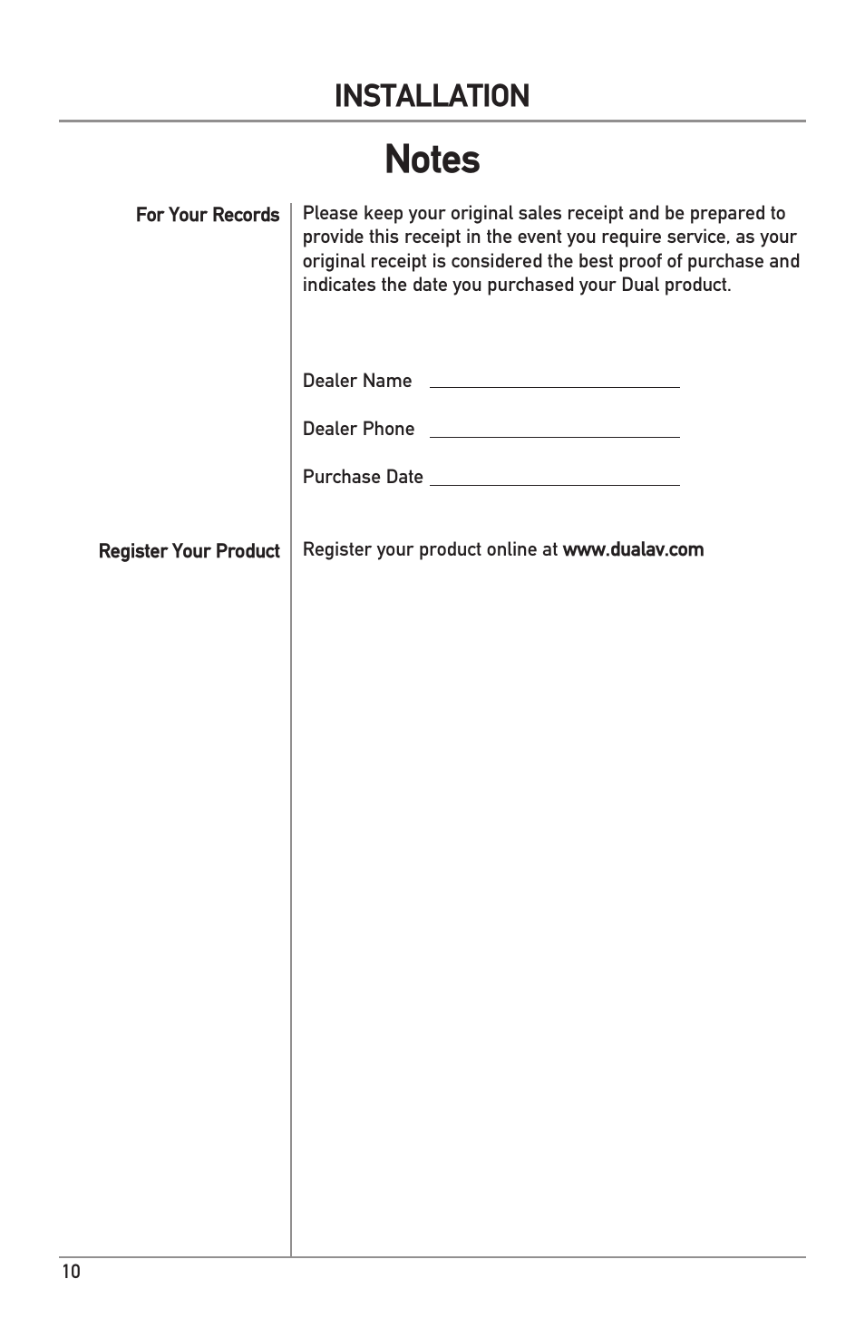 Installation | Dual Electronics ALB12 User Manual | Page 10 / 12