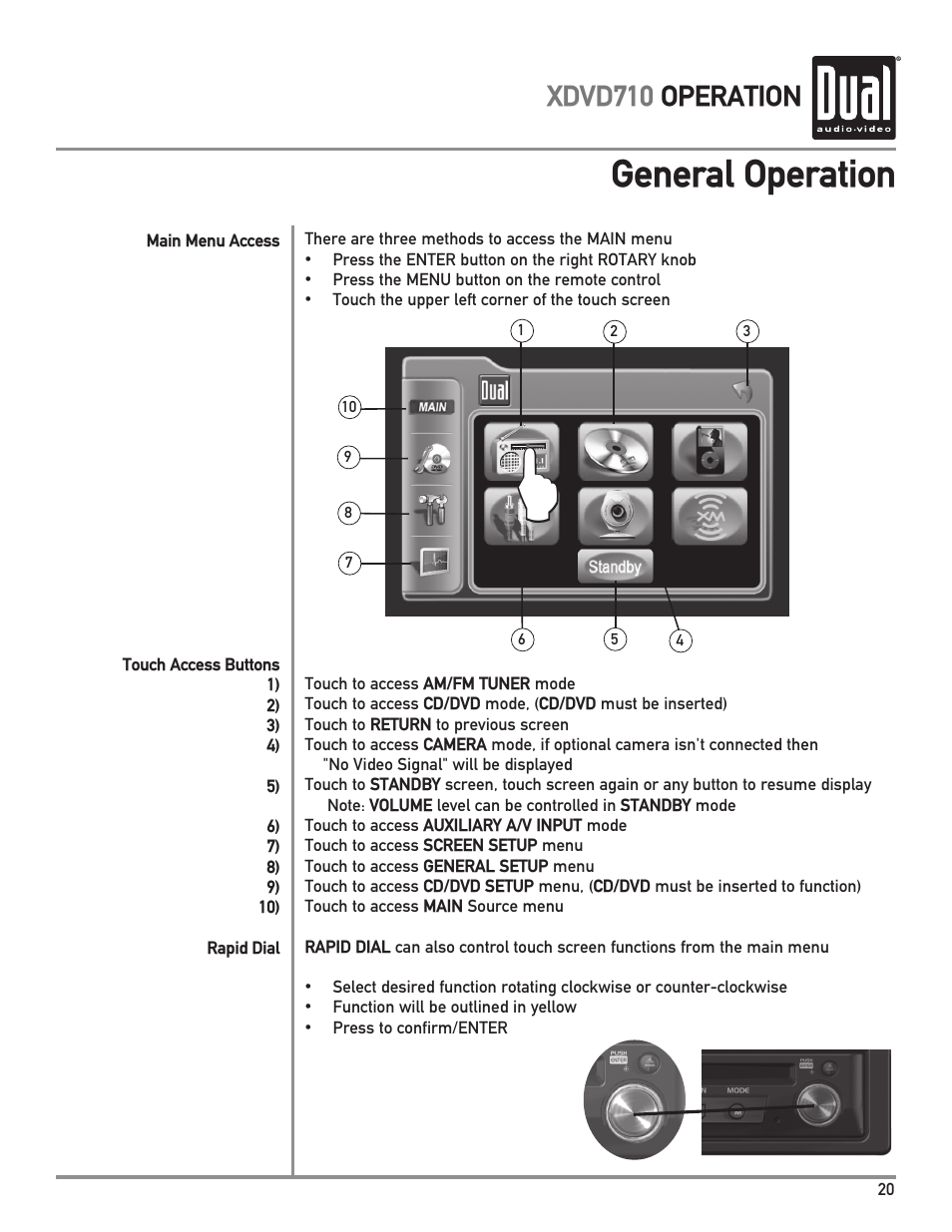 General operation, Xdvd710 operation | Dual Electronics XDVD710 User Manual | Page 21 / 56