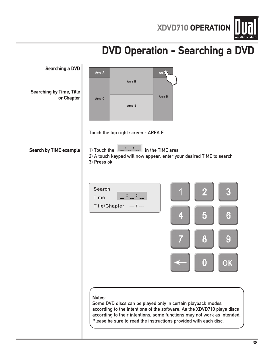 Dvd operation - searching a dvd, Xdvd710 operation | Dual Electronics XDVD710 User Manual | Page 39 / 56