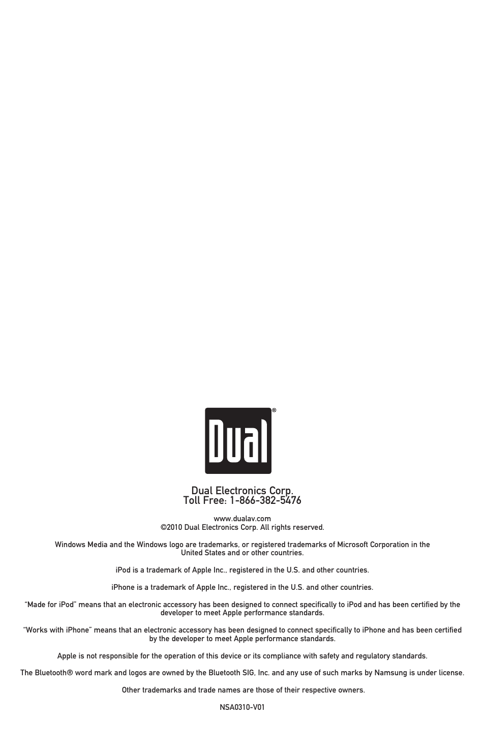 Dual Electronics XDMA6630 User Manual | Page 32 / 32